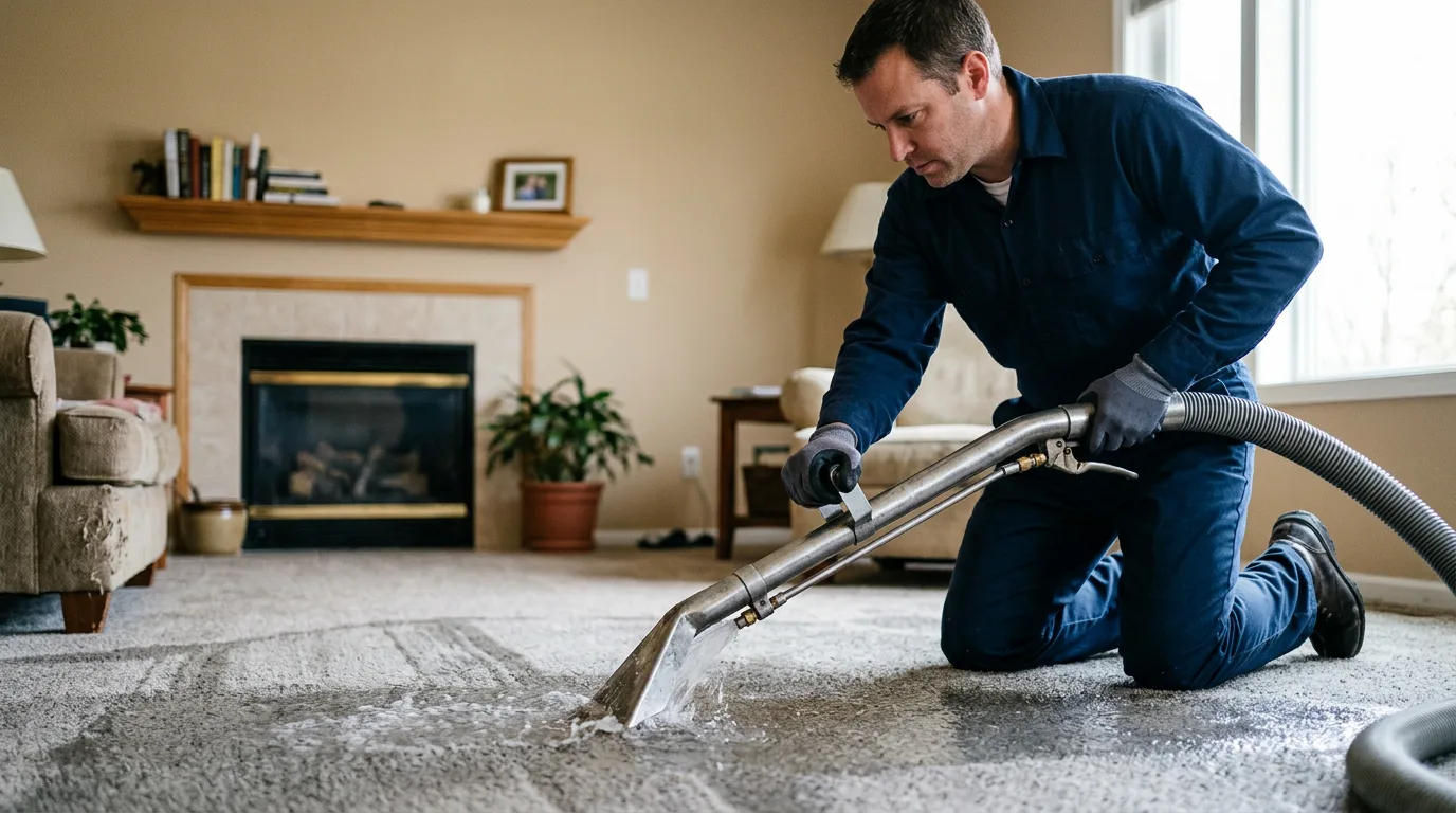 Water damage restoration technician working near Bluff City, TN